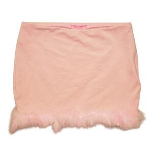 Sugar Thrillz Pink Feather Trim Mini Skirt – Size L